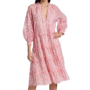 Alice and Olivia Layla Pink MIDI Dress with sleeves